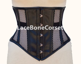 Steel Boned Faux Leather Corset: Underbust Waist Trainer