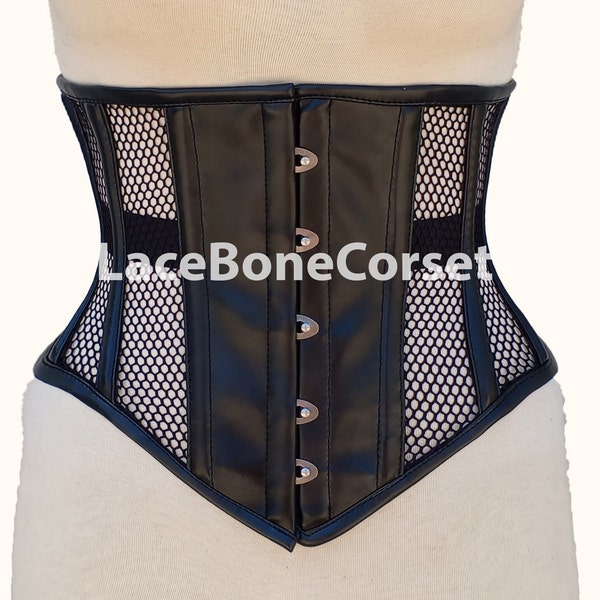 Steel Boned Faux Leather Corset: Underbust Waist Trainer