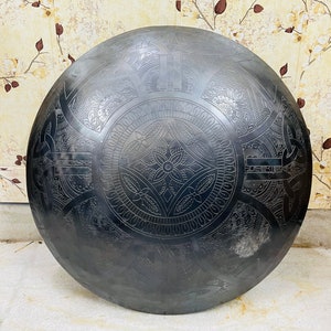 Medieval LARP Shield: Black Antique Finish, Iron & Steel, 22 Inch image 1