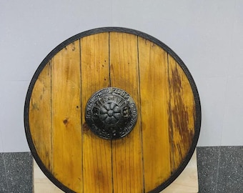Scudo vichingo medievale in legno da 61 cm: costume per giochi di ruolo, decorazione da parete