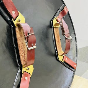 Medieval LARP Shield: Black Antique Finish, Iron & Steel, 22 Inch image 4