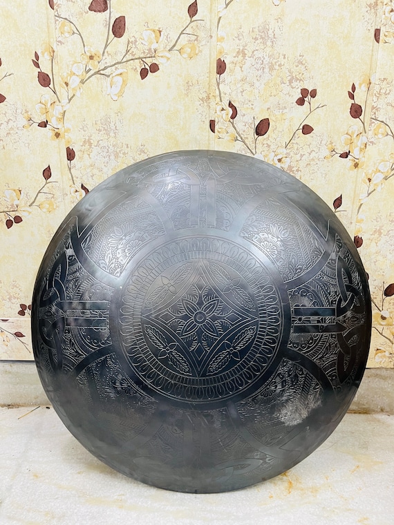 Medieval LARP Shield: Black Antique Finish, Iron & Steel, 22 Inch