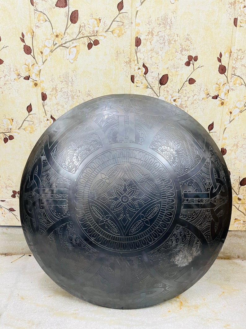 Medieval LARP Shield: Black Antique Finish, Iron & Steel, 22 Inch image 1