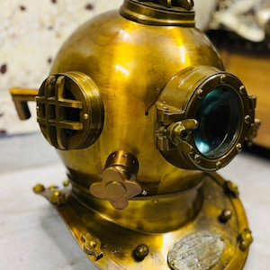 Scuba Diving Helmet | US Navy Mark V Full Size Diving Helmet | Deep Sea Divers Helmet | Aluminium Command Finish Diving Helmet Replica