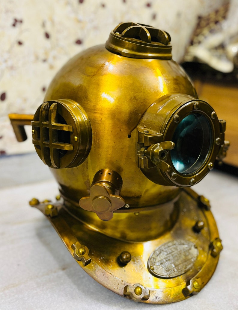 US Navy Mark V Diving Helmet Replica: Full Size Aluminum Command Finish ...