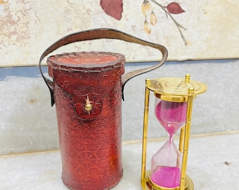 Nautical Brass Rotating Sand Timer Vintage Décor Hourglass With Designer Rod