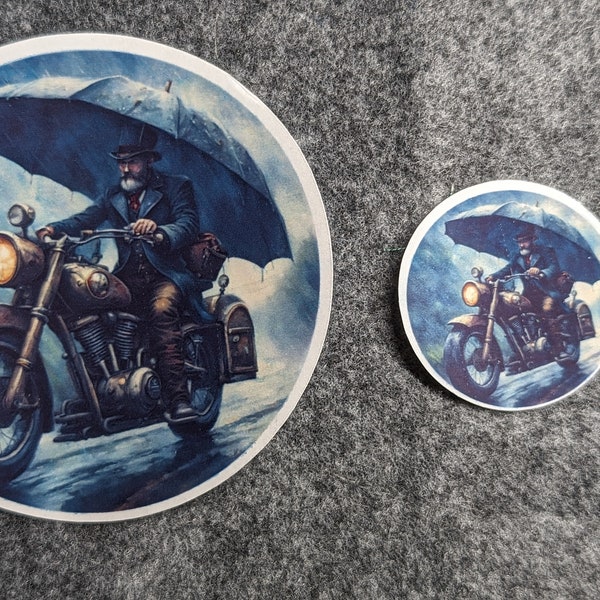 Sticker steampunk motorcycle rain glossy decal