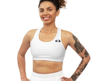 TRAIN TRU Logo - White Seamless Sports Bra (AOP)