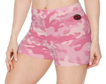 Women's Pink Camo Spandex shorts by TRAIN TRU