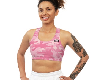 Women's Seamless Pink Camo Sports Bra by TRAIN TRU