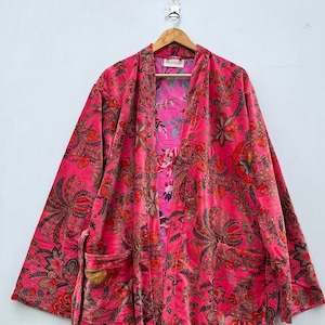 Reversible Velvet Jacket, Long Winter Jacket, Gift For Her, Dressing gown, Bridal Robe, Velvet Robe, House Robe