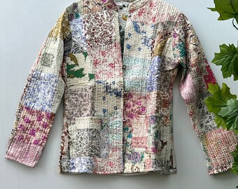 Handmade Recycled Silk Patchwork Jacket, Bohemian Style