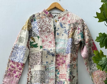 Handmade Recycled Silk Patchwork Jacket, Bohemian Style Coat