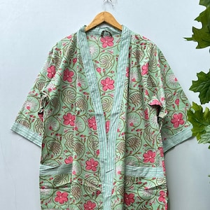 Robes, Lightweight pure cotton kimono robe, ladies night gown, kimono dressing gown, bridesmaid gowns, sustainable women bathrobe, Kimono