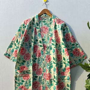 Robes, Lightweight pure cotton kimono robe, ladies night gown, kimono dressing gown, bridesmaid gowns, sustainable women bathrobe, Kimono
