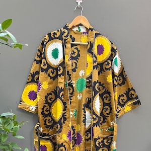 ENTREGA EXPRESS- Batas de kimono de algodón, kimono con estampado floral, batas de baño suaves y cómodas, vestido cruzado