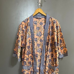 Brautjungfern-Robe mit Blumendruck, Damen-Kimono-Robe aus Baumwolle, Morgenmantel, Sommer-Nachtwäsche, Einheitsgröße, Hochzeitskleid