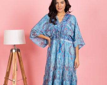 Floral Boho Maxi Dress, Silk Bohemian Hippie Gown