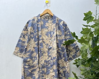 LIVRAISON EXPRESS - Peignoirs kimono en coton, kimono à imprimé floral, peignoirs de bain doux et confortables, robe portefeuille