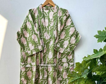 Indischer Kimono-Bademantel, Baumwollkimono-Bademantel, Baumwolltiger-Kimono, weich und bequem, Strandmantel, Bademantel, Nachtwäsche Kimono, Roben