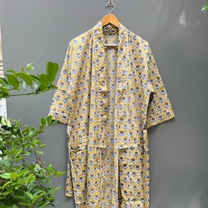 Beautiful Cotton Kimono Dress, Bath Robe Kimono, hand Block Printed Cotton Kimono, Shower Robe