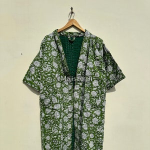 Hand Quilted Kantha Robe, Cotton Kantha Kimono, Women Long Dress, Bridesmaid Kimono, Gift For Her, House Coat Robe