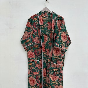 Beautiful Cotton Kimono Dress Bath Robe Kimono, Floral Printed Cotton Kimono, Shower Robe, Cotton Kimono Robe, Dressing Gown