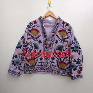 Suzani embroidery short jacket Indian Beautiful Women,s Indian Cotton embroidery Beach Coat Cotton jacket Boho jacket, Mom Gift
