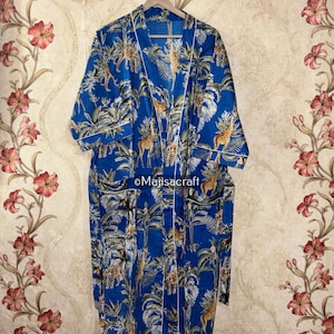 Indian Robes, Lightweight pure cotton kimono robe, ladies night gown, kimono dressing gown, bridesmaid gowns, sustainable women bathrobe