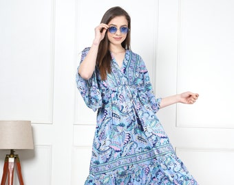 100 % Silk Dress ,Pure Silk Long Dress | Purple Van Gogh Almond Blossom | Mother's Day Gift