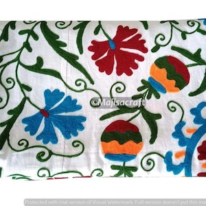 New Uzbek Suzani Decorative Embroidered Bedcover Suzani Throw Suzani Handmade fabric Embroidered Bedcover Bedspread Blanket Wall hanging