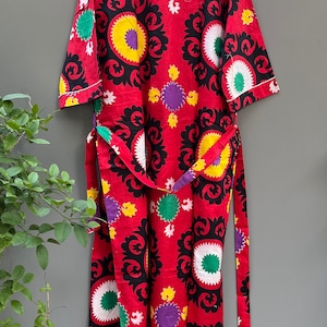 Suzani Print Kimono, Bath Overcoat, Maternity Wear, Bridesmaid Robe, Beach Cover Up, Dressing Gown, Wrap Dress image 7
