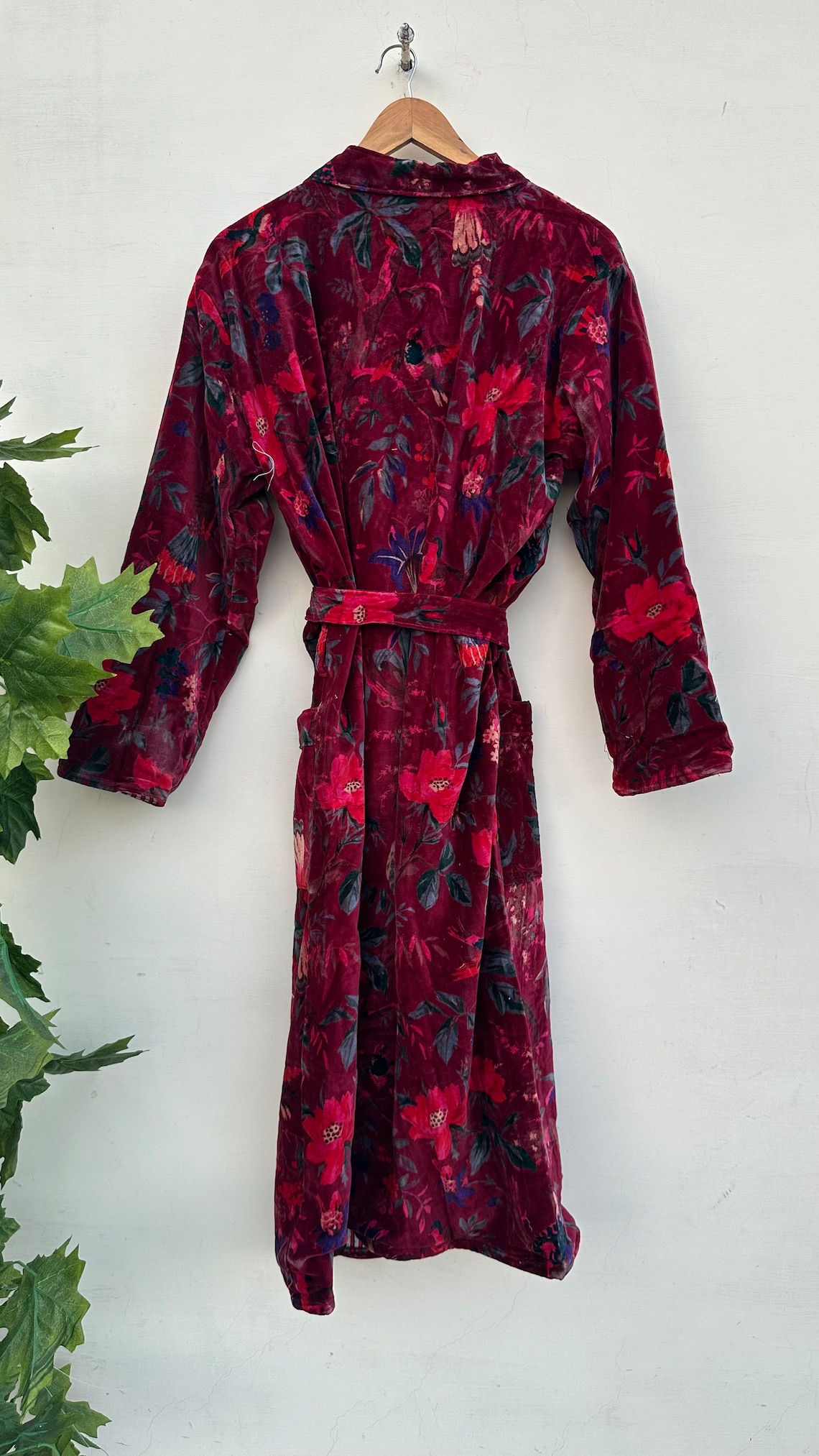 Luxury Velvet House Robe Unisex Kimono Boho Jacket Indian Silk Lined ...