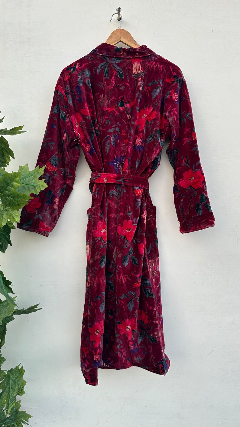 Luxury Velvet House Robe Unisex Kimono Boho Jacket Indian Silk Lined ...