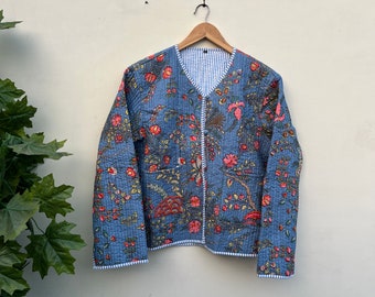 Vintage Inspired Quilted Jackets Cotton Floral Bohemian Style Fall Winter Jacket & Coat Unique Gift Streetwear Boho Quilted Jacket for Women