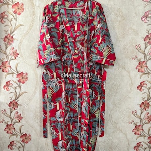 Robes, Lightweight pure cotton kimono robe, ladies night gown, kimono dressing gown, bridesmaid gowns, sustainable women bathrobe, Kimono