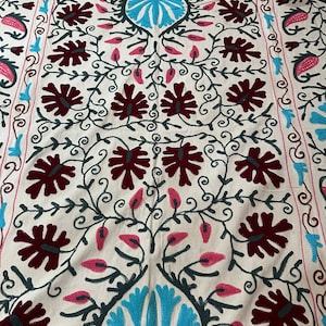 Suzani Bed Spread, Tapestry, Colourful Suzani Wall Hanging, Cotton Hand embroidered Ethnic bed