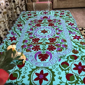 Exclusive suzani kantha quilt handmade throw,homedecor, uzbekistan embroidered suzani