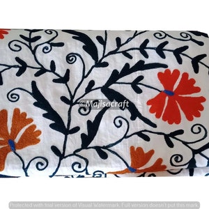 Handgemaakte Suzani Bedcover, geborduurde katoenen sprei, Home Decor, Indiase Suzani Bedcover, Designer Queen Bedcover, Dubbele Suzani Bedcover