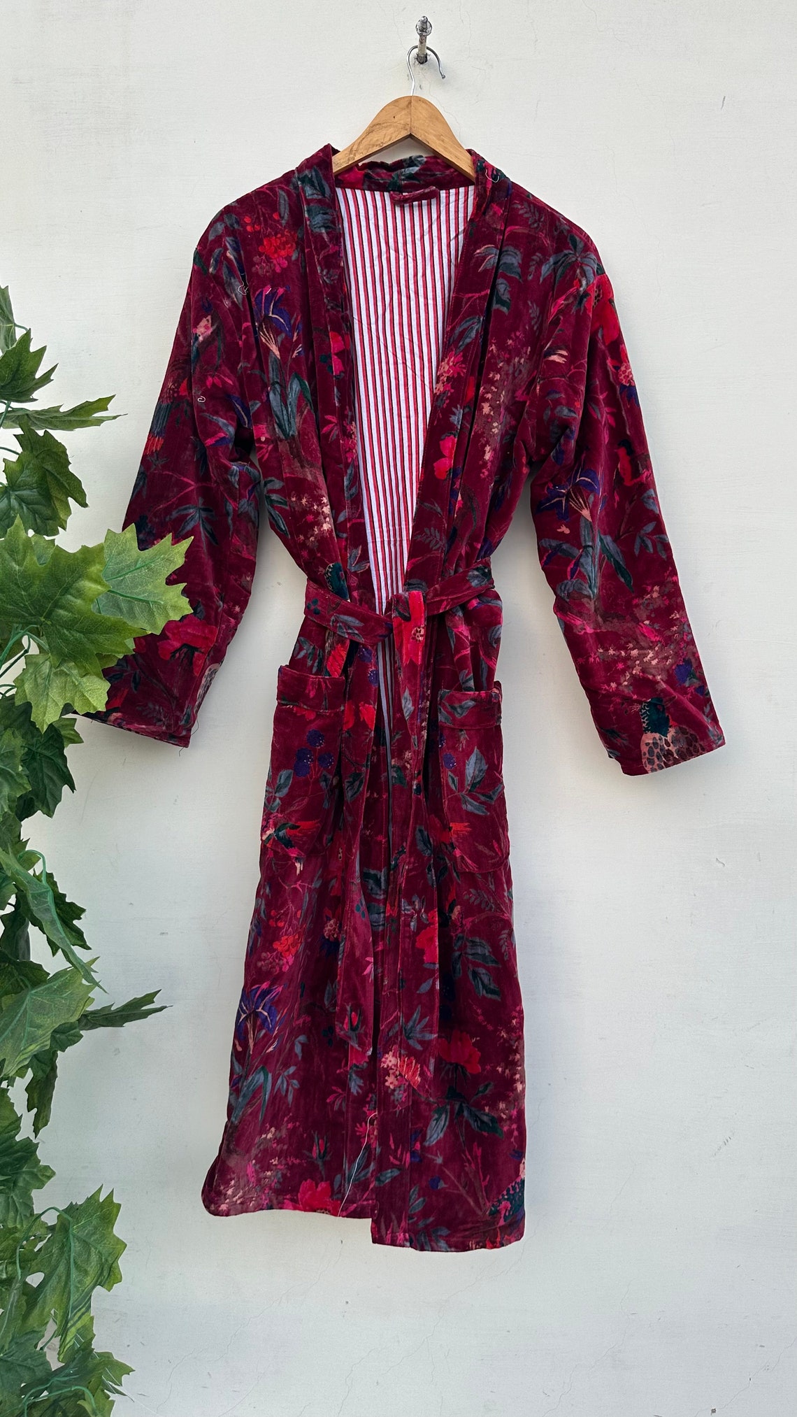 Luxury Velvet House Robe Unisex Kimono Boho Jacket Indian Silk Lined ...