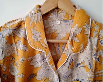 Hand Block Printed Cotton Pajama Set: Indian Summer Night Suit