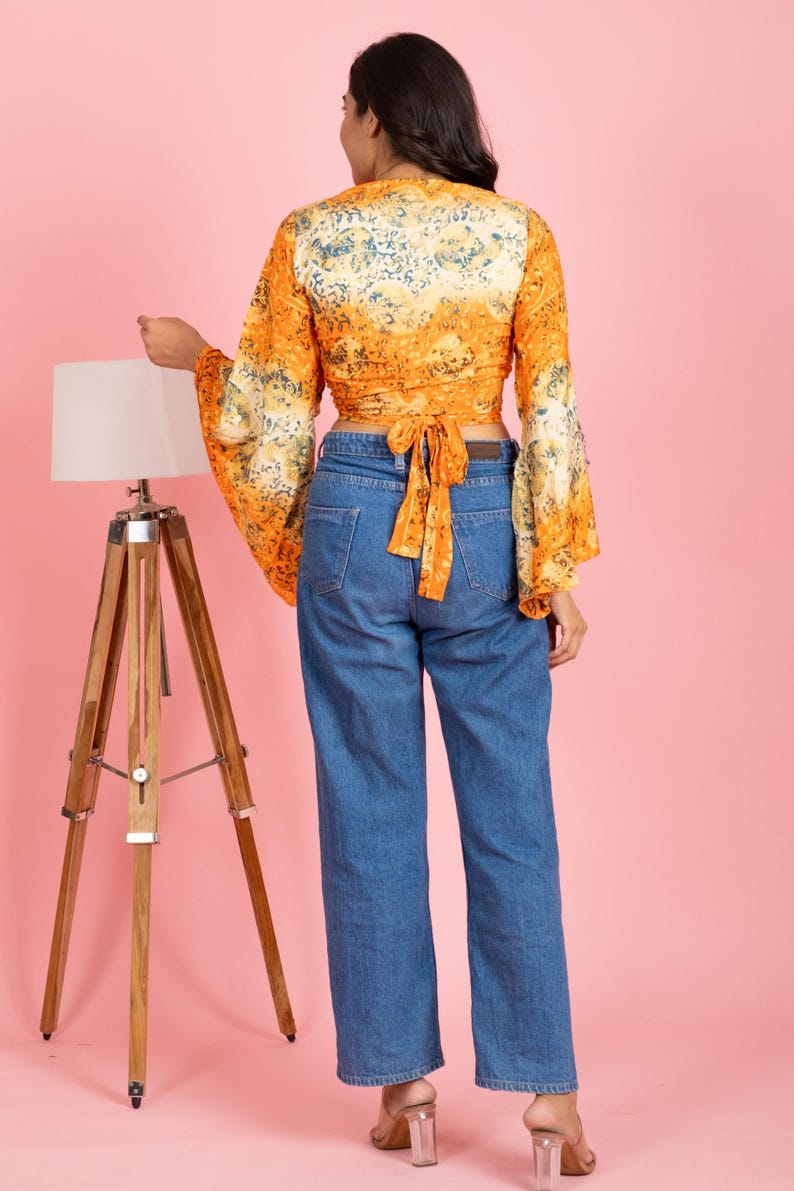 Indian Vintage Silk Dress, Women Dress Silk Crop Top / Shirts, Tops for