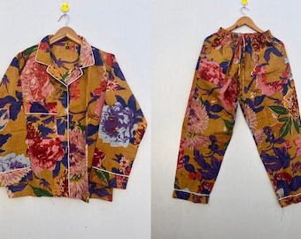 Floral Cotton Pajama Set, Bridesmaid PJs, Monogrammed Gift