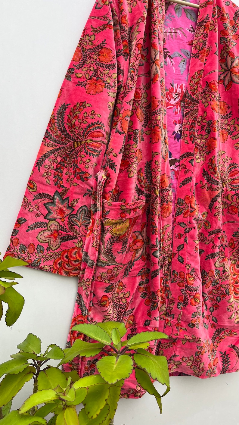 Luxury Velvet House Robe Unisex Kimono Boho Jacket Reversible Etsy