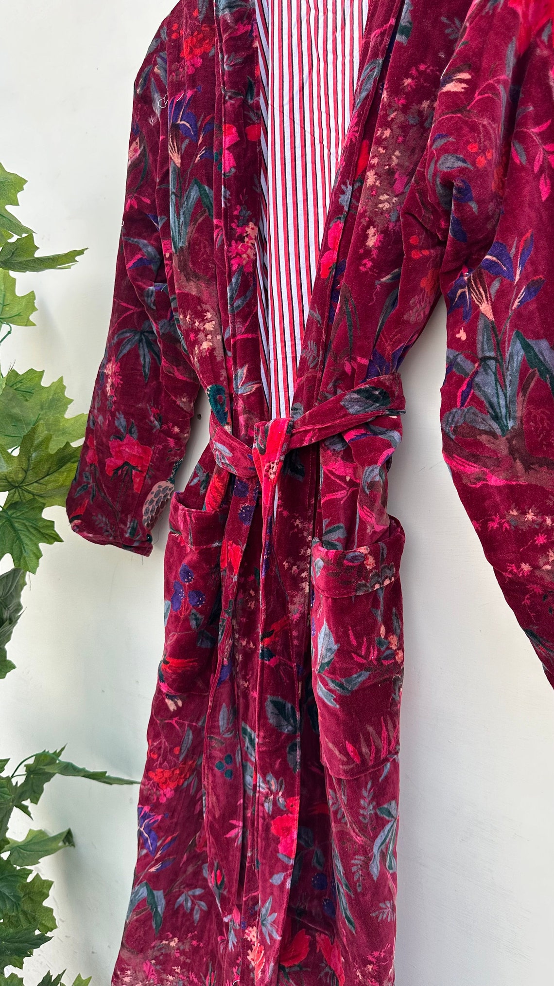 Luxury Velvet House Robe Unisex Kimono Boho Jacket Indian Silk Lined ...