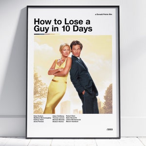 How to Lose a Guy in 10 Days Poster | Donald Petrie | Minimalistic Movie Poster | Retro Movie Print | Wall Art Print | Home Decor
