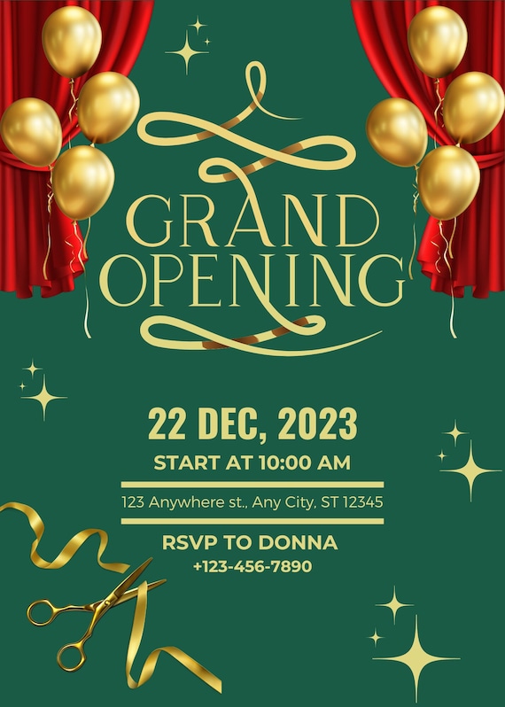 Grand Opening Ceremony invitation card template. 19626506 Vector