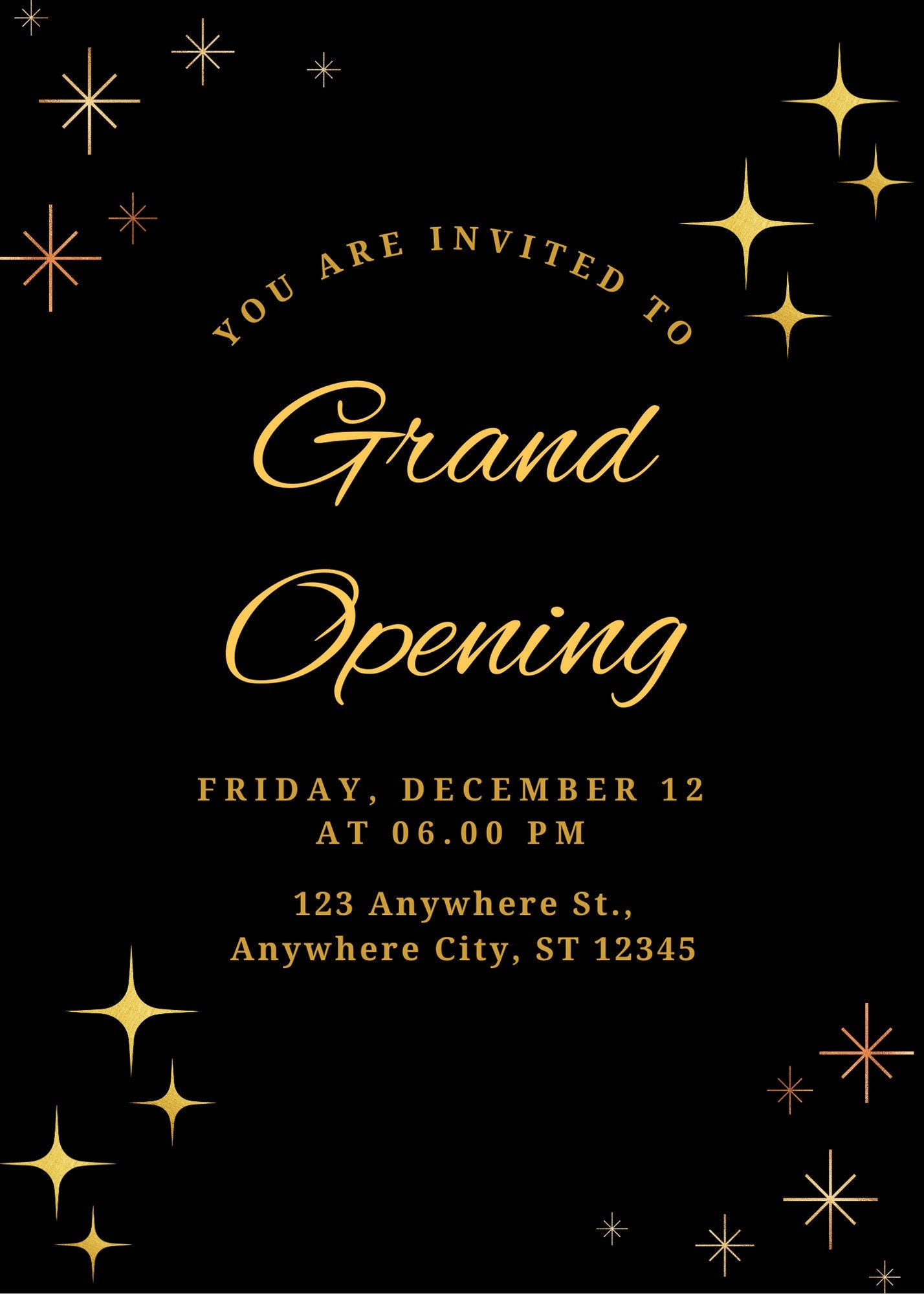 Elegant Black & Gold Grand Opening invitation Flyer