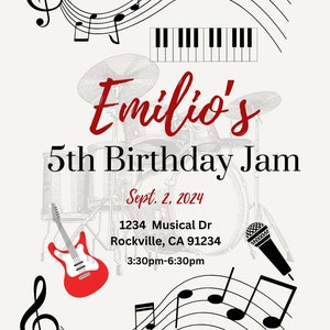 Music Inspired Invite, Kids Music Theme Party, Kids Music Party, Music Party