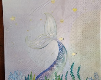 Decoupage Paper Napkins *Mermaid Tail* Paper Napkins, Great for Decoupage, Scrapbooking, Paper Crafts *2 Napkin Set*